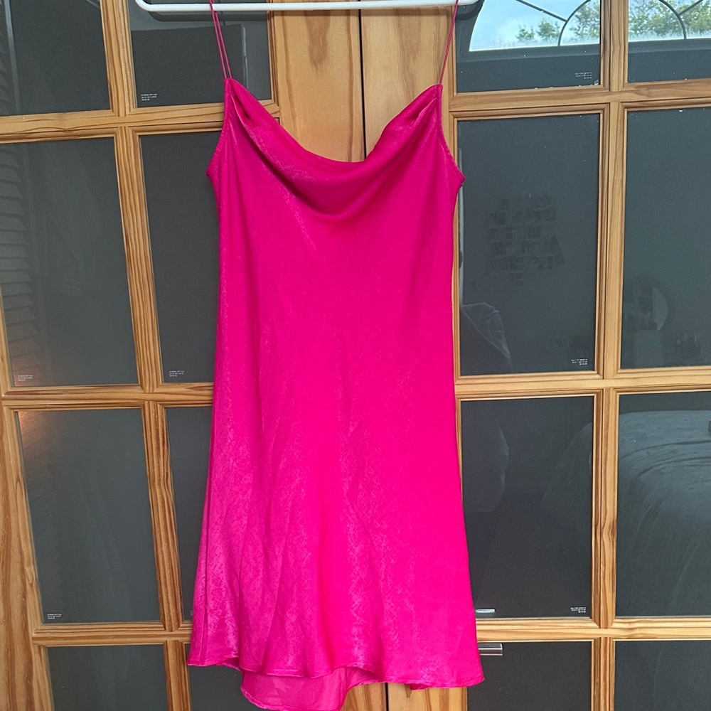 Show me your mumu, pink silk slip dress